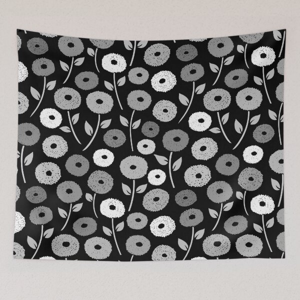 Item preview, Fuzzy Flowers Pattern Monochrome designed and sold by NataliePaskell.