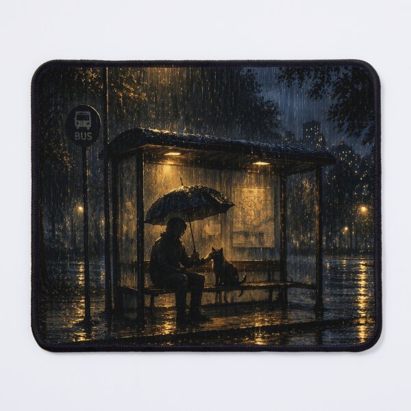 Item preview, Midnight Rain Companion – Cozy Cat Aesthetic Sticker Design designed and sold by IconicDesignsXd.