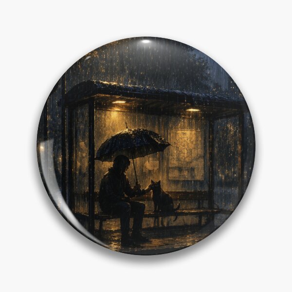 Item preview, Midnight Rain Companion – Cozy Cat Aesthetic Sticker Design designed and sold by IconicDesignsXd.