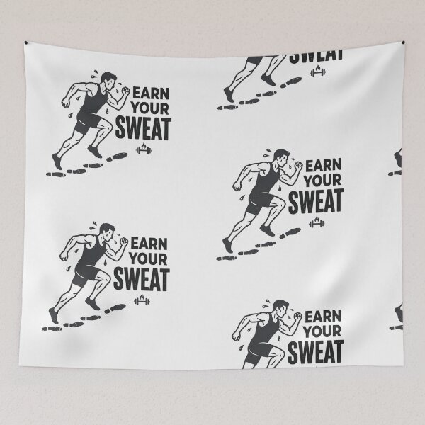 Item preview, "Earn Your Sweat" Motivational Fitness and Running Illustration designed and sold by AlexLerry.