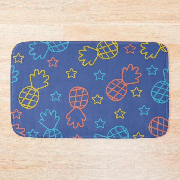 Item preview, Neon Pineapple Seamless Pattern – Colorful Tropical Outline Stars Blue Background designed and sold by SaDesign99.