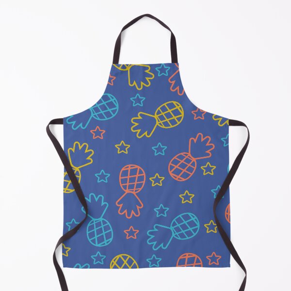 Item preview, Neon Pineapple Seamless Pattern – Colorful Tropical Outline Stars Blue Background designed and sold by SaDesign99.