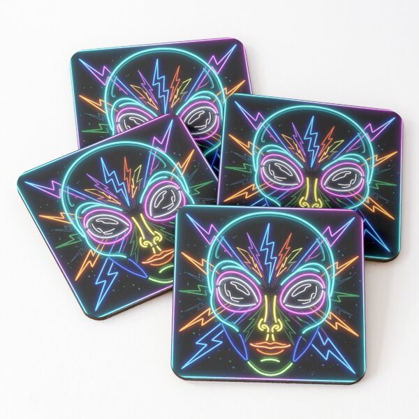Item preview, Neon Gray Alien – Futuristic Cyberpunk UFO Extraterrestrial Glow Art Design designed and sold by G-A-D-U.