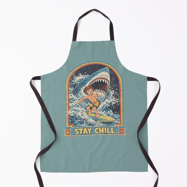 Item preview, Stay Chill Retro Shark Surfing Design designed and sold by Hoffmann-Shop.
