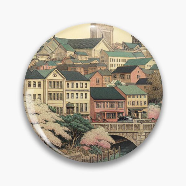 Artikelvorschau, Ukiyo-e-Kunstdruck aus Worcester, Massachusetts | Japanische Landschaft im Edo-Stil mit Kirschblüten entworfen und verkauft von Vandy Fullam.