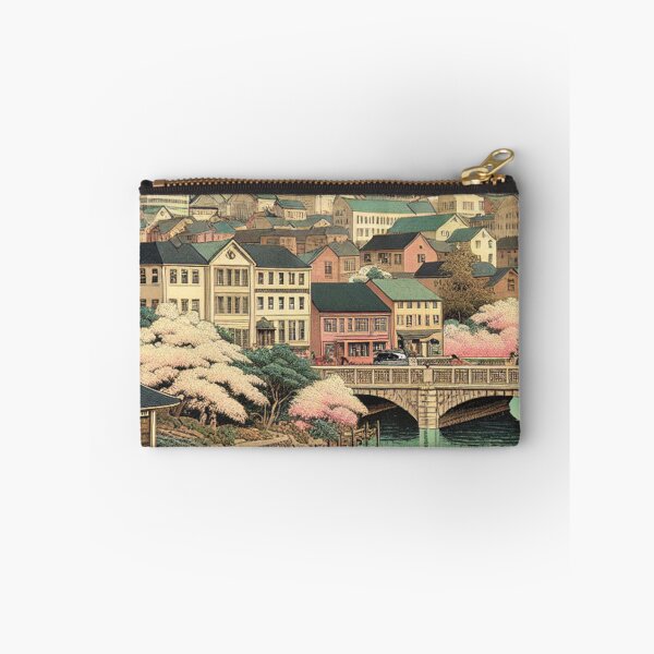 Item preview, Worcester Massachusetts Ukiyo-e Art Print | Edo Style Japanese Landscape with Cherry Blossoms designed and sold by Vandy Fullam.