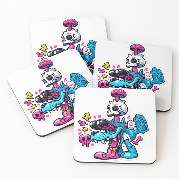 Item preview, Psycho Cartoon Wolf Skeleton Sticker | Weird Cute Street Art Vinyl Decal designed and sold by ZenvyraLab.