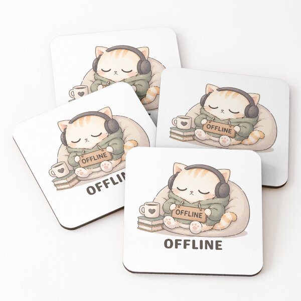 Item preview, Offline Cat | Cute Kawaii Aesthetic | Introvert Digital Detox Design designed and sold by The Mood Index.