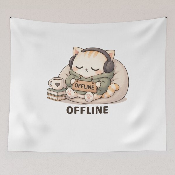 Item preview, Offline Cat | Cute Kawaii Aesthetic | Introvert Digital Detox Design designed and sold by The Mood Index.