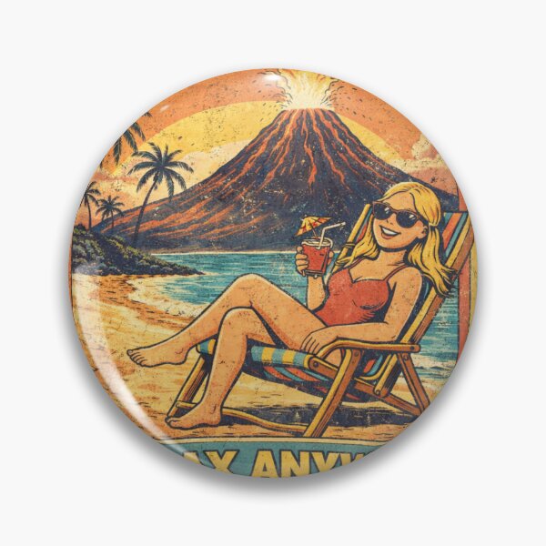Item preview, Relax Anyway Funny Volcano Beach Retro Design designed and sold by Hoffmann-Shop.