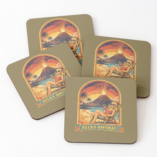 Item preview, Relax Anyway Funny Volcano Beach Retro Design designed and sold by Hoffmann-Shop.