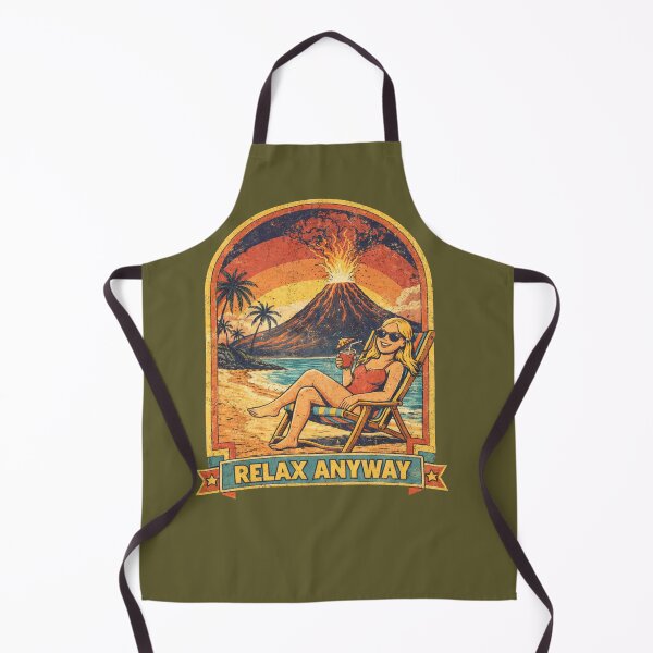 Item preview, Relax Anyway Funny Volcano Beach Retro Design designed and sold by Hoffmann-Shop.