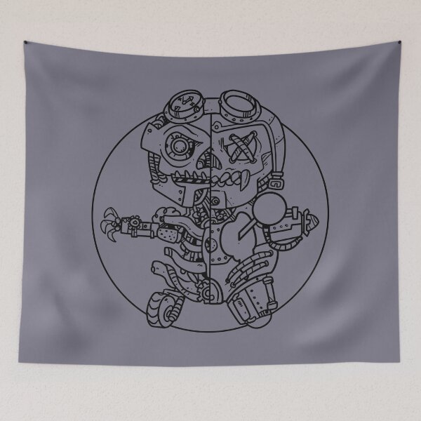 Item preview, Voodoo Doll Steampunk Cyborg Skull  Line Art designed and sold by Voodoo Store Paranormal Collections.