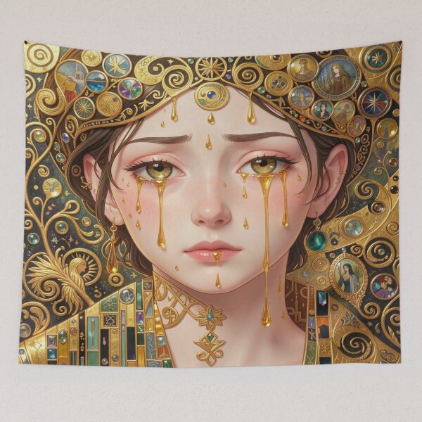 Item preview, Golden Tears: A portrait in an artistic style with opulent details and a mystical aura. designed and sold by FotoworldEdel.
