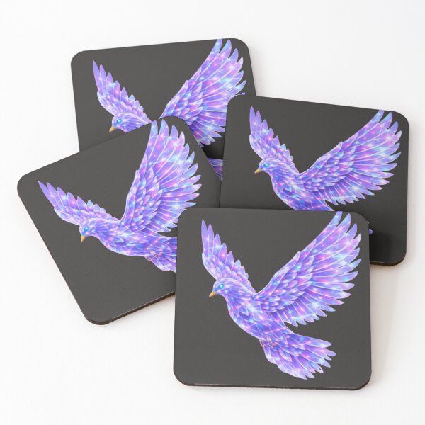 Aperçu de l'œuvre Colombe en verre holographique néon créée et vendue par Nika Art Studio.