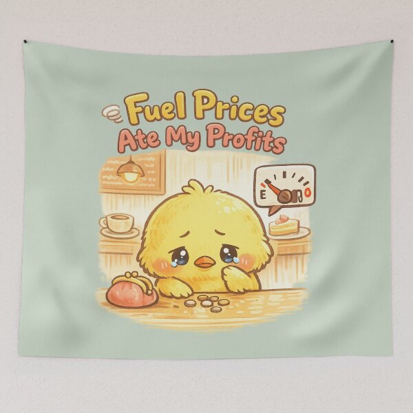 Item preview, Cute Kawaii Chick Cafe Struggle | Fuel Prices Ate My Profits Funny Pastel Animal Meme designed and sold by PopCulturePixel.