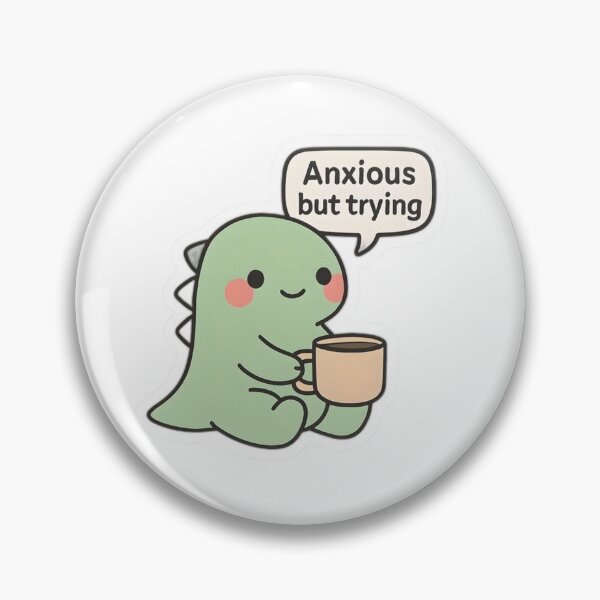 Item preview, anxious but trying cute dinosaur sticker designed and sold by MoodByte .
