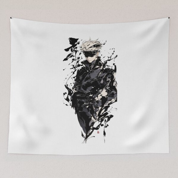 Item preview, Blindfolded Anime Sorcerer Aesthetic | Dark Ink Warrior | Cool White Hair Manga Style Character designed and sold by Dyan4.