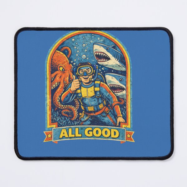 Item preview, All Good Retro Scuba Diver Funny Ocean Design designed and sold by Hoffmann-Shop.