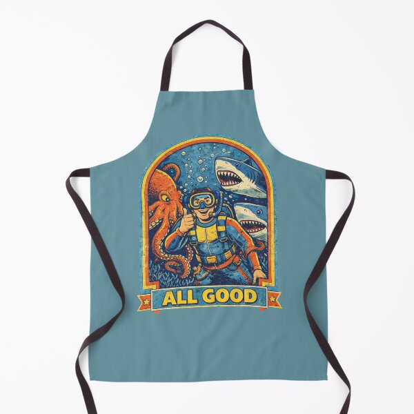 Item preview, All Good Retro Scuba Diver Funny Ocean Design designed and sold by Hoffmann-Shop.