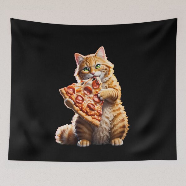 Item preview, Cute Orange Tabby Cat Eating Pepperoni Pizza designed and sold by k3rstman1.