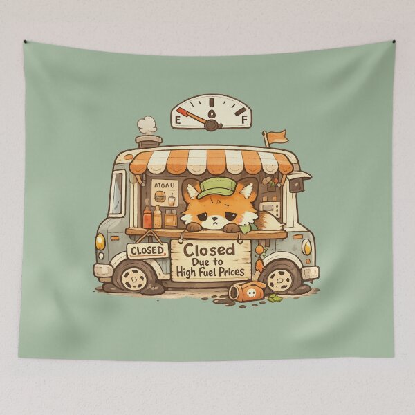 Item preview, Cute Fox Food Truck Closed Due to High Fuel Prices | Kawaii Small Business Struggle Art designed and sold by PopCulturePixel.