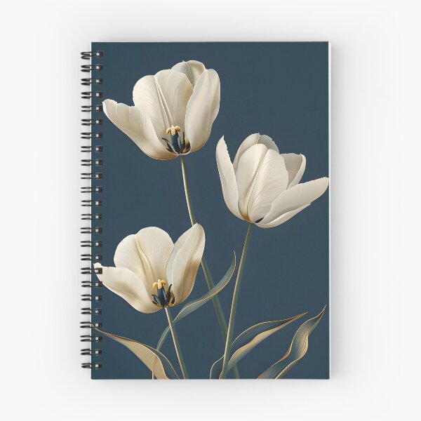 Item preview, Elegant White Tulips on Deep Navy Background Minimal Floral Design designed and sold by daila70.