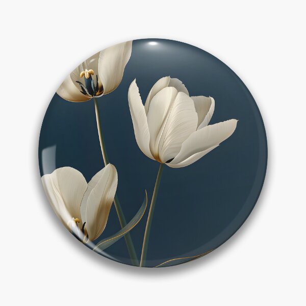 Item preview, Elegant White Tulips on Deep Navy Background Minimal Floral Design designed and sold by daila70.
