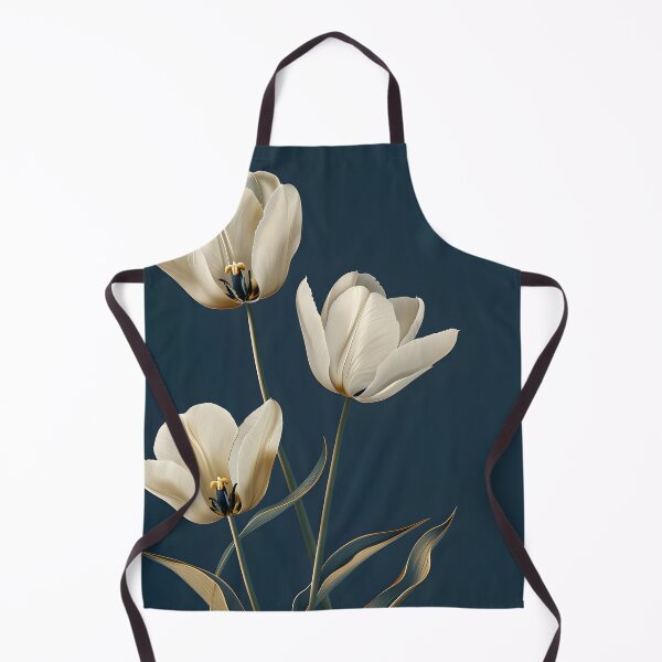Item preview, Elegant White Tulips on Deep Navy Background Minimal Floral Design designed and sold by daila70.