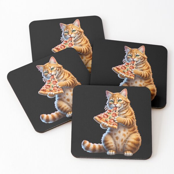 Item preview, Cute Orange Tabby Cat Eating Pepperoni Pizza designed and sold by k3rstman1.