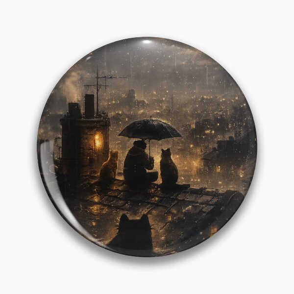 Item preview, Midnight Rooftop Cat World – Cozy Night Aesthetic Sticker Design designed and sold by IconicDesignsXd.