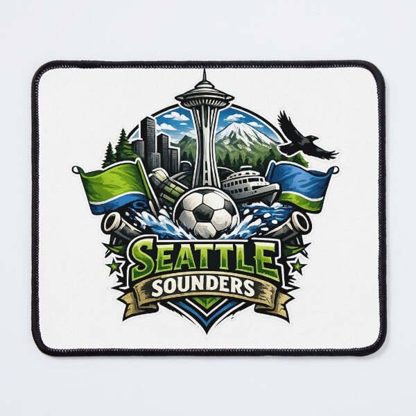 Item preview, Seattle Sounders Soccer Design Space Needle Football Fan Shirt Pacific Northwest Skyline MLS Inspired Sports Graphic Gift designed and sold by GarnerSupplyCo.