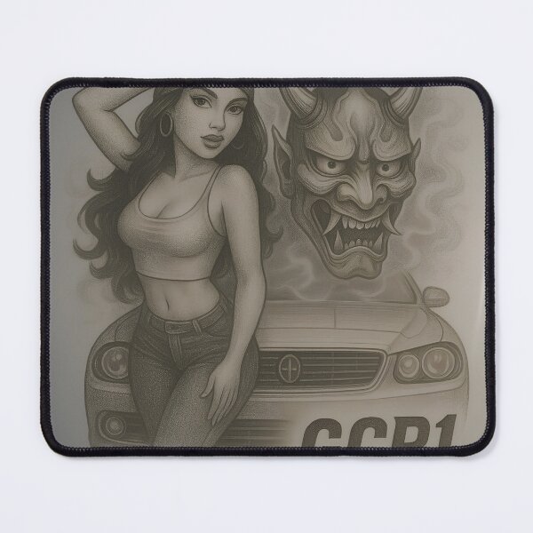 Item preview, Cholita with Oni Mask – Chicano Lowrider Demon Girl Sketch Art designed and sold by GCR1.