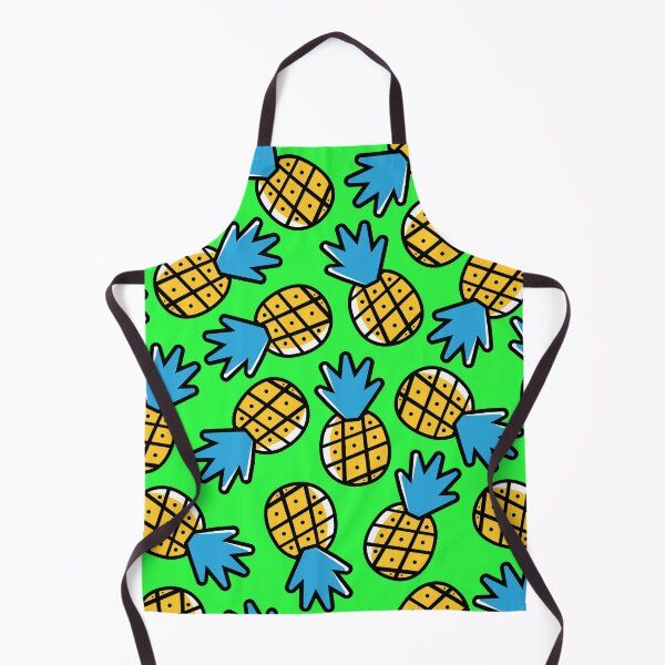 Item preview, Bold Pineapple Seamless Pattern – Yellow Blue Tropical Repeat on Black Background designed and sold by SaDesign99.