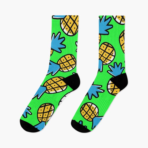 Item preview, Bold Pineapple Seamless Pattern – Yellow Blue Tropical Repeat on Black Background designed and sold by SaDesign99.