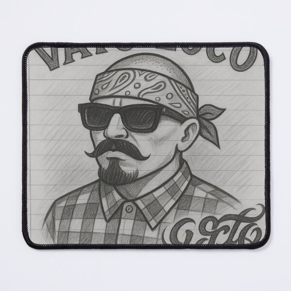 Item preview, Vato Loco Cholo Portrait – Chicano Pencil Sketch Streetwear Art Print designed and sold by GCR1.