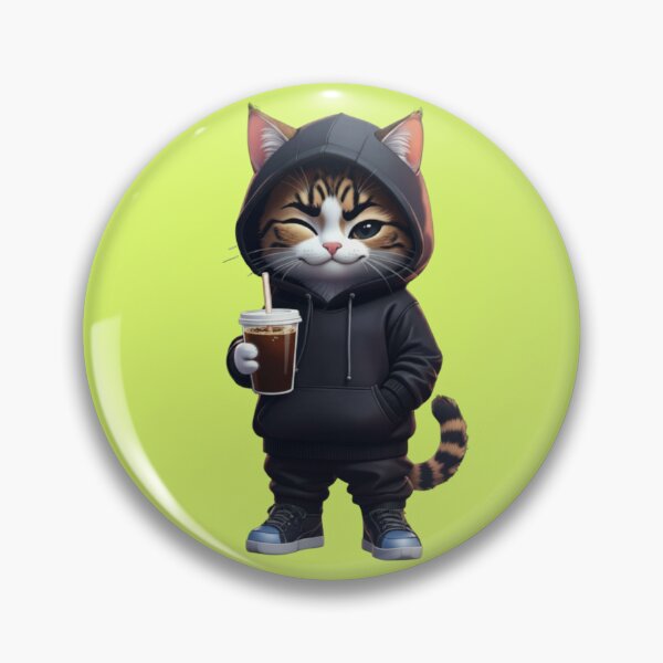 Item preview, Cool Orange Cat in Hoodie Drinking Coffee. designed and sold by Logixly.