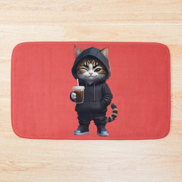 Item preview, Cool Orange Cat in Hoodie Drinking Coffee. designed and sold by Logixly.