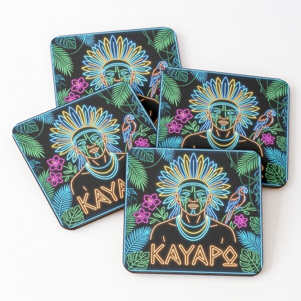 Item preview, Kayapó Neon Tribal – Amazonian Indigenous Warrior Glow | Jungle Boho Ethnic Art designed and sold by G-A-D-U.