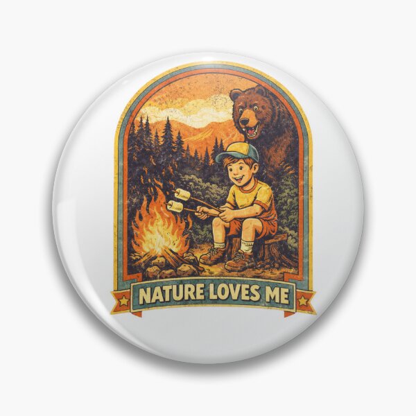 Item preview, Nature Loves Me Funny Camping Bear Retro Design designed and sold by Hoffmann-Shop.