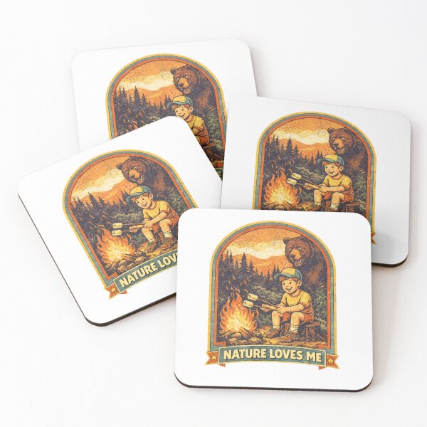 Item preview, Nature Loves Me Funny Camping Bear Retro Design designed and sold by Hoffmann-Shop.
