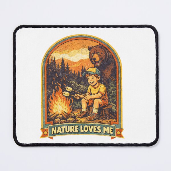 Item preview, Nature Loves Me Funny Camping Bear Retro Design designed and sold by Hoffmann-Shop.