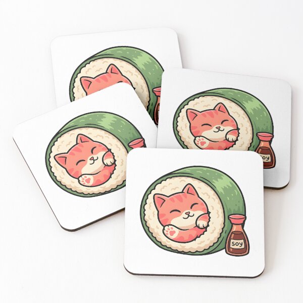 Item preview, Sushi Roll Cat Sleeping Kawaii Sticker designed and sold by PuddlePixels.