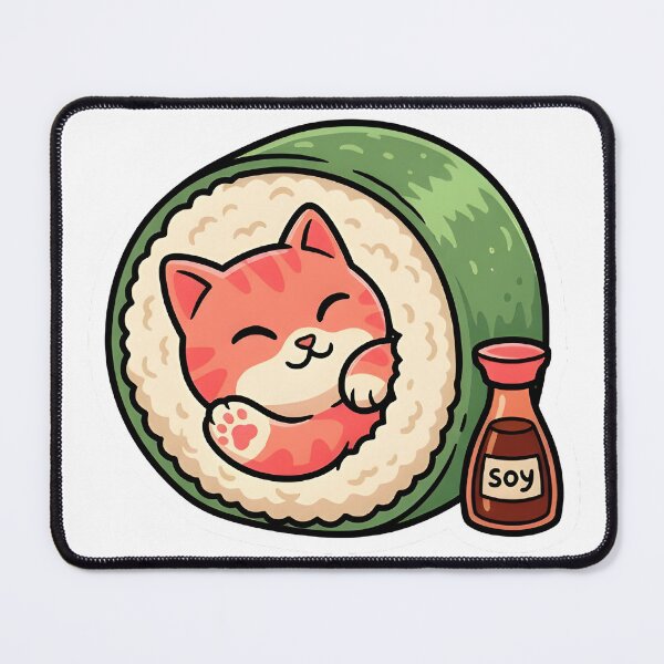Item preview, Sushi Roll Cat Sleeping Kawaii Sticker designed and sold by PuddlePixels.