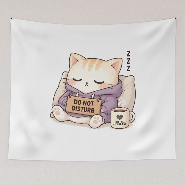 Item preview, Do Not Disturb Cat | Cute Kawaii Aesthetic | Introvert Boundaries Design designed and sold by The Mood Index.