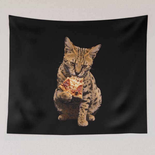 Item preview, Serval Cat Eating Pepperoni Pizza Slice designed and sold by k3rstman1.