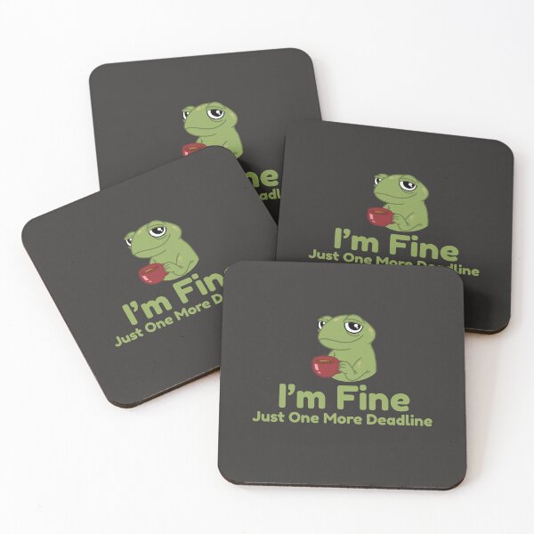 Item preview, I’m Fine Just One More Deadline Frog Sticker – Funny Procrastination Meme, Cute Burnout Coffee Humor Gift designed and sold by arceeddesign.