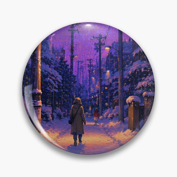 Item preview, Snowy Midnight Street – Cozy Night Aesthetic Sticker Design designed and sold by IconicDesignsXd.