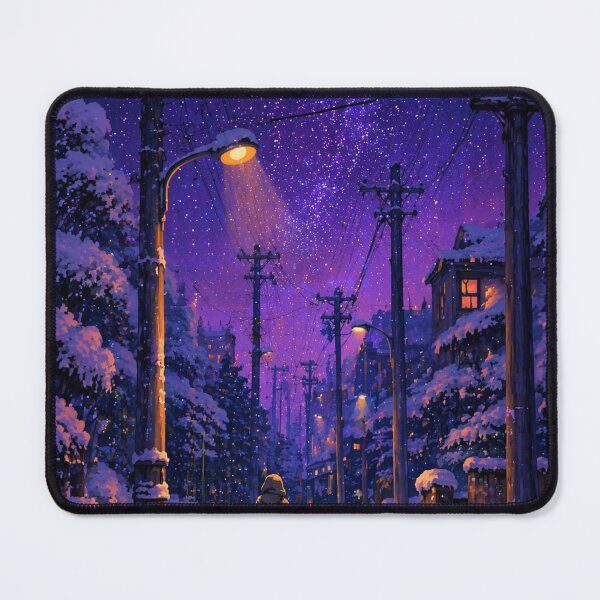Item preview, Snowy Midnight Street – Cozy Night Aesthetic Sticker Design designed and sold by IconicDesignsXd.