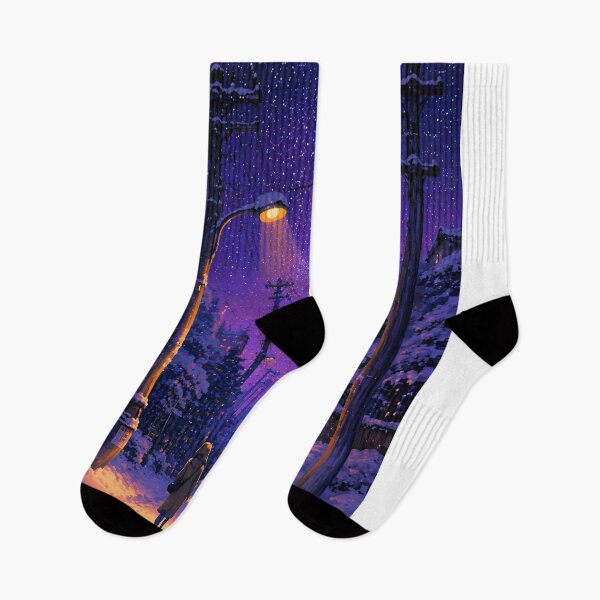 Item preview, Snowy Midnight Street – Cozy Night Aesthetic Sticker Design designed and sold by IconicDesignsXd.